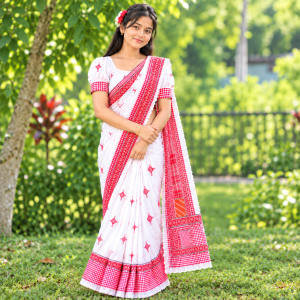 ব্লাউজ পিছ সহ হাফ সিল্ক শাড়ি