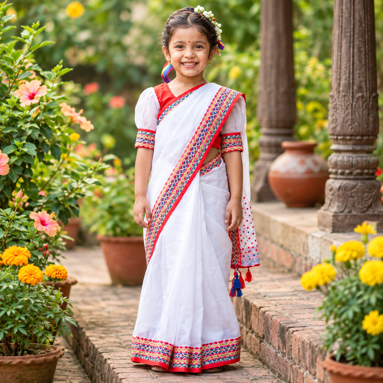 বেবি রেডি শাড়ি হাফ সিল্ক (BDB - 049)