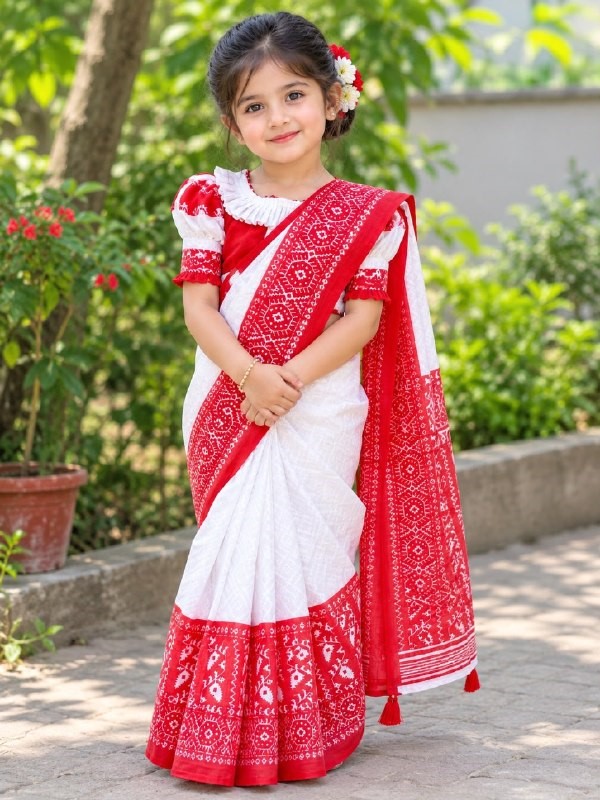 বেবি রেডি শাড়ি হাফ সিল্ক (BDB - 052)