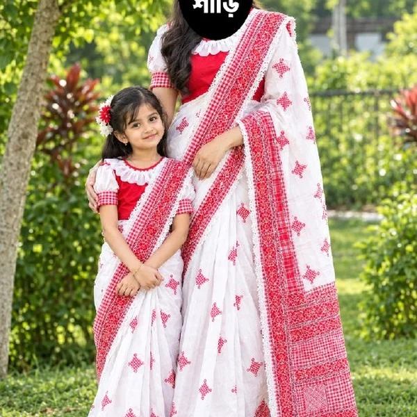 মা-মেয়ে কম্বো ( হাফ সিল্ক শাড়ি ) (BDB - c03)