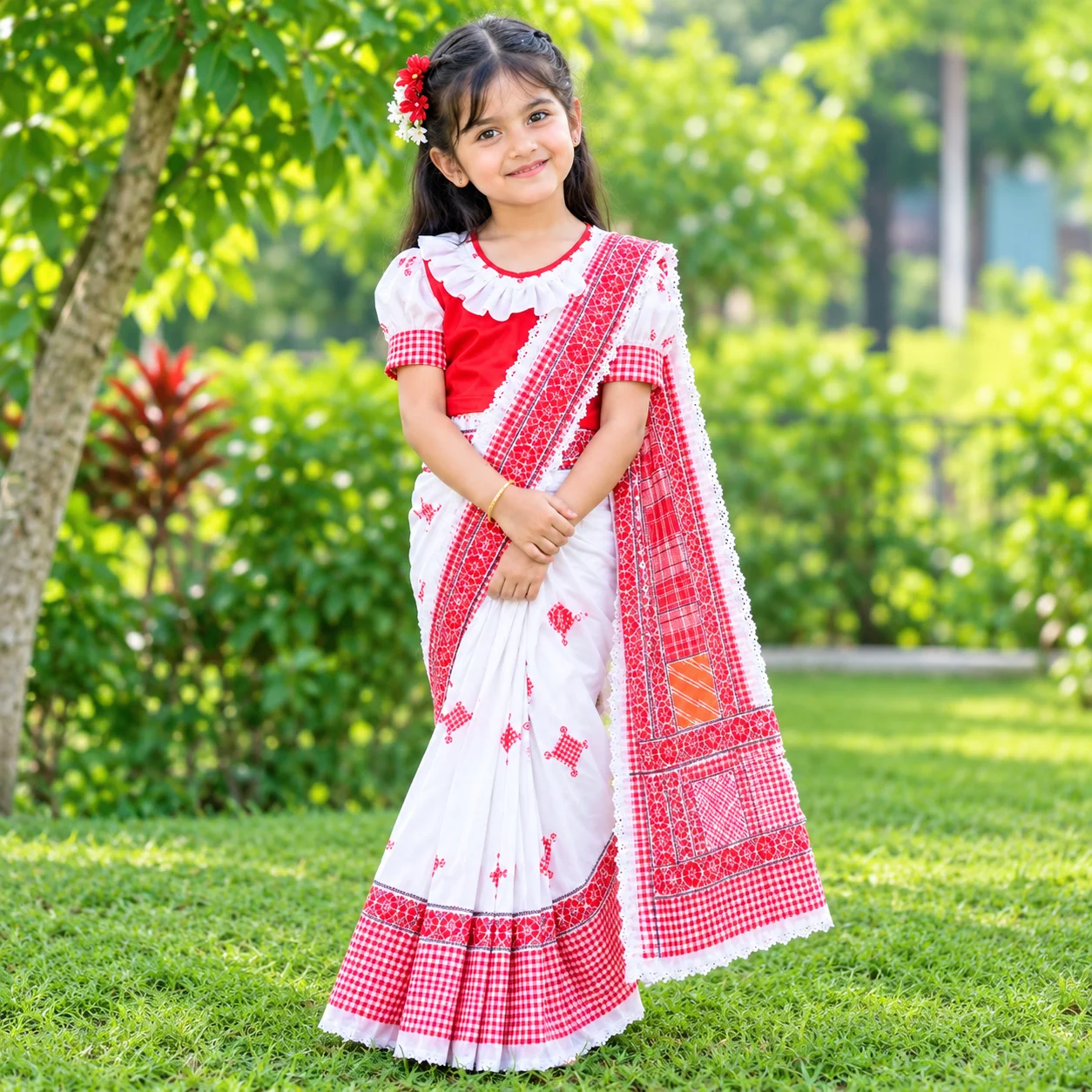 বেবি রেডি শাড়ি হাফ সিল্ক (BDB - 049)